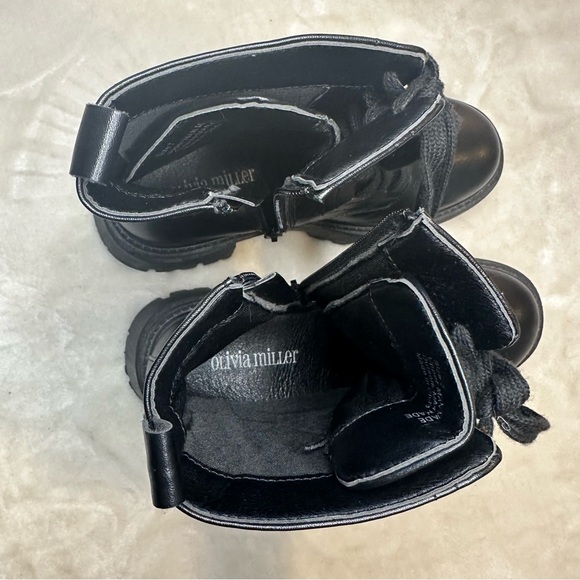 Olivia Miller Black Lace Up Faux Leather Combat Boots Size 7 - Picture 9 of 12